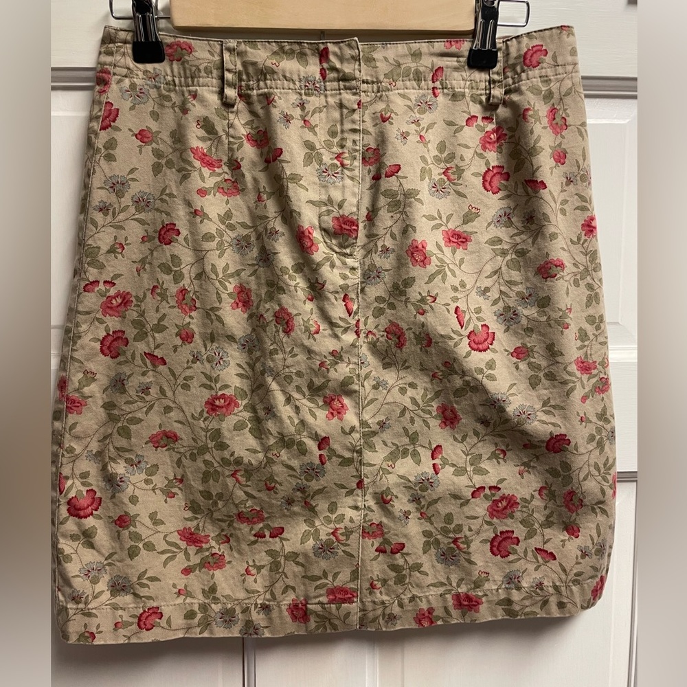 Ann Taylor Casual Cotton Khaki Floral Skirt Sz 4